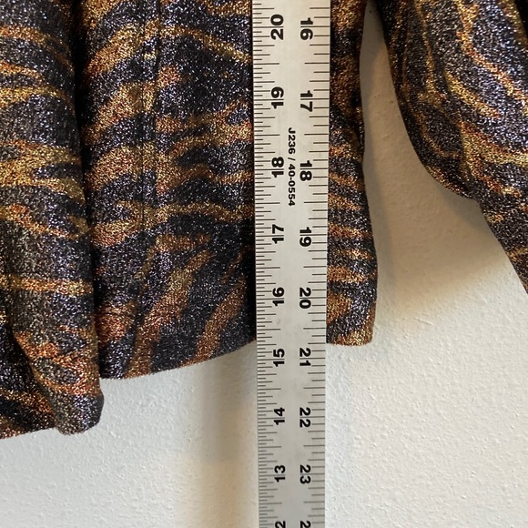 Ganni Women’s Tiger-Print Puff-Sleeve Lurex-Knit Top Size 2 - Picture 4 of 8